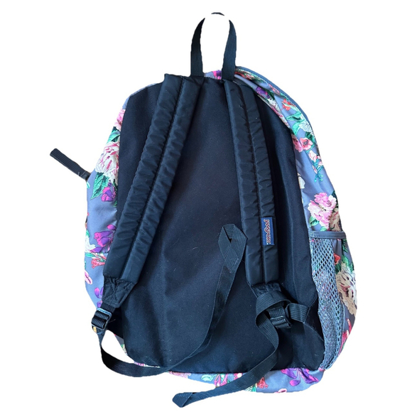 JanSport Cross Town School Backpack With Front Pocket Grey Bouquet Floral Print - Picture 4 of 15
